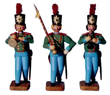 W. Werner Dresdner Bäckeraufzug von 1889 3 Musiker (Teil 1) (W. Werner 3004) Erzgebirgische Volkskunst: Dresdner Bäckeraufzug von 1889 - Drei Musiker (Teil 1)