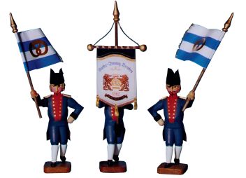 W. Werner Dresdner Bäckeraufzug von 1889 3 Fahnenträger der Dresdner Bäckerinnung (W. Werner 3003) Erzgebirgische Volkskunst: Dresdner Bäckeraufzug von 1889 - Drei Fahnenträger der Dresdner Bäckerinnung