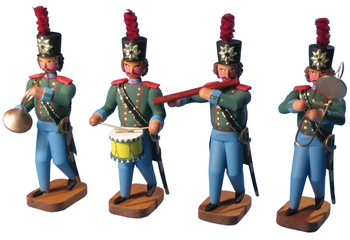 W. Werner Dresdner Bäckeraufzug von 1889 4 Musiker (Teil 2) (W. Werner 3005) Erzgebirgische Volkskunst: Dresdner Bäckeraufzug von 1889 - Vier Musiker (Teil 2)