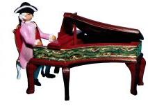 W. Werner Barocke Musiker Spieler mit Cembalo (W. Werner 2901) Erzgebirgische Volkskunst: Barocke Musiker - Cembalo mit Spieler