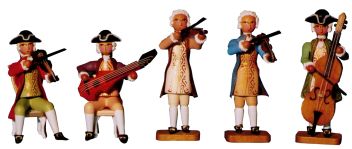 W. Werner Barocke Musiker Streicher, 5 Musiker (W. Werner 2903) Erzgebirgische Volkskunst: Barocke Musiker - Fünf Streicher