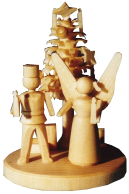 Uwe Uhlig Engel u. Bergmann mit Weihnachtsbaum  (Uwe Uhlig, 190, 100) Erzgebirgische Volkskunst: Engel u. Bergmann mit Weihnachtsbaum 