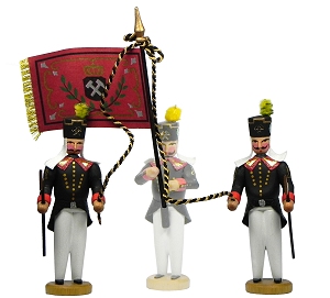 W. Werner Historische Bergparade um 1831 Fahnenbegleiter mit Akademiefahne (W. Werner 1008) Erzgebirgische Volkskunst: Fahnenbegleiter  mit Akademiefahne