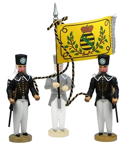 W. Werner Historische Bergparade um 1831 Fahnenbegleiter mit Schülerfahne (W. Werner 1009) Erzgebirgische Volkskunst: Fahnenbegleiter  mit Schülerfahne
