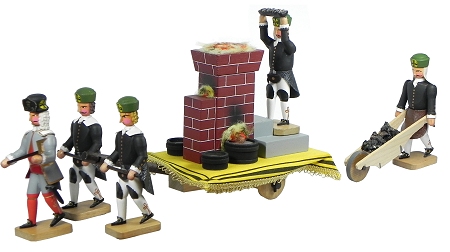 W. Werner Barockbergleute Hohe-Ofen mit 5 Bergleuten (W. Werner 2034) Erzgebirgische Volkskunst: Hohe-Ofen mit 5 Bergleuten 