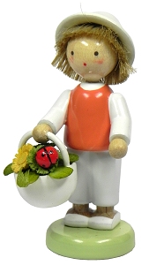 Flade Junge mit Marienkäfer  (Flade 5125) Erzgebirgische Volkskunst: Junge mit Marienkäfer 