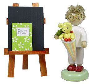 Flade Junge mit Schultüte, Tafel und Fibel  (Flade 5160) Mädchen mit Schultüte, Tafel und Fibel