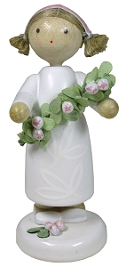 Flade Mädchen mit Apfelblütenzweig  (Flade 5602) Erzgebirgische Volkskunst: Mädchen mit Apfelblütenzweig