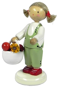 Flade Mädchen mit Apfelkorb (Flade 5149) Erzgebirgische Volkskunst: Mädchen mit Apfelkorb