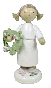 Flade Mädchen mit Blütenkranz  (Flade 5601) Erzgebirgische Volkskunst: Mädchen mit Blütenkranz