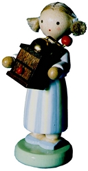 Flade Mädchen mit Kaffeemühle  (Flade 5134) Erzgebirgische Volkskunst: Mädchen mit Kaffemühle