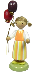 Flade Mädchen mit Luftballons  (Flade 5137) Erzgebirgische Volkskunst: Mädchen mit Luftballons