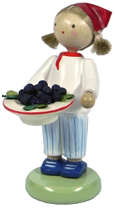 Flade Mädchen mit Pflaumen (Flade 5145) Erzgebirgische Volkskunst: Mädchen mit Pflaumen