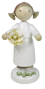 Flade Mädchen mit Rose, gelb  (Flade 5605) Erzgebirgische Volkskunst: Mädchen mit Rose (gelb)