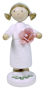 Flade Mädchen mit Rose, rosé  (Flade 5604) Erzgebirgische Volkskunst: Mädchen mit Rose (rosé)