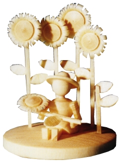 Uwe Uhlig Mädchen mit Sonnenblumen  (Uwe Uhlig 1.303.0.0) Erzgebirgische Volkskunst: Mädchen mit Sonnenblumen 