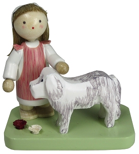 Flade Kleines Mädchen mit großem Hund (Flade, 5151) Erzgebirgische Volkskunst: Kleines Mädchen mit großem Hund
