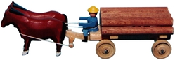Dregeno Miniaturgespann Pferde / Klötzerwagen (Dregeno 051/006/5) Erzgebirgische Volkskunst: Miniatur Pferdegespann 'Klötzerwagen'