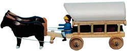 Dregeno Miniaturgespann Pferde / Planwagen (Dregeno 051/006/4) Erzgebirgische Volkskunst: Miniatur Pferdegespann 'Planwagen'