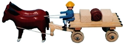 Dregeno Miniaturgespann Pferde / Lattenwagen mit Kisten (Dregeno 051/006/1) Erzgebirgische Volkskunst: Miniatur Pferdegespann 'Lattenwagen mit Kisten'