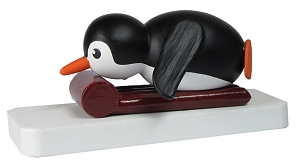 Knut Dietze Pinguin Nichtschwimmer (Knut Dietze 05/20) Erzgebirgische Volkskunst: Pinguin mit Luftmatratze ('Nichtschwimmer')