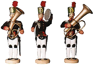W. Werner Historische Bergparade um 1831 Becken, Tenorhorn, Tuba (W. Werner 1004) Erzgebirgische Volkskunst: Becken, Tenorhorn, Tuba 