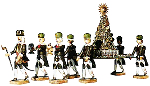 W. Werner Barockbergleute Erzpyramide mit alchimistischen Zeichen (W. Werner 2033) Erzgebirgische Volkskunst: Barockbergleute - Erzpyramide mit alchemistischen Zeichen