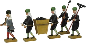 W. Werner Barockbergleute Köhler Gruppe  5 Figuren (W. Werner 2013) Erzgebirgische Volkskunst: Barockbergleute - Köhler (fünf Figuren)