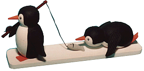 Knut Dietze Pinguin Fischdieb (Knut Dietze 05/03) Erzgebirgische Volkskunst: Pinguin / Fischdieb