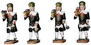 W. Werner Barockbergleute 4 Steiger mit verschiedenen Erzen  1. Gruppe (W. Werner 2026) Erzgebirgische Volkskunst: Barockbergleute - Steiger mit verschiedenen Erzen (Gruppe 1)
