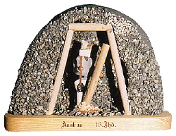 W. Werner Bergleute 16. Jahrhundert Bergwerk vor Ort: Ausbau, Wandbild (W. Werner 1804) Erzgebirgische Volkskunst: Bergwerk vor Ort Ausbau