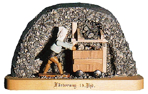 W. Werner Bergleute 16. Jahrhundert Bergwerk vor Ort: Förderung, Wandbild (W. Werner 1805) Erzgebirgische Volkskunst: Bergwerk vor Ort Förderung